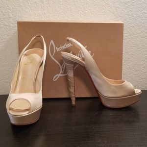 Christian Louboutin Platform Satin Nude Heels 39.5